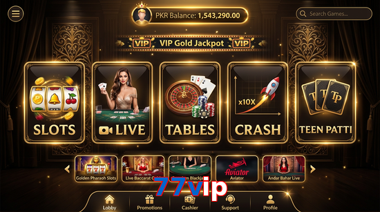 Main screen of 77Vip casino page for PK players