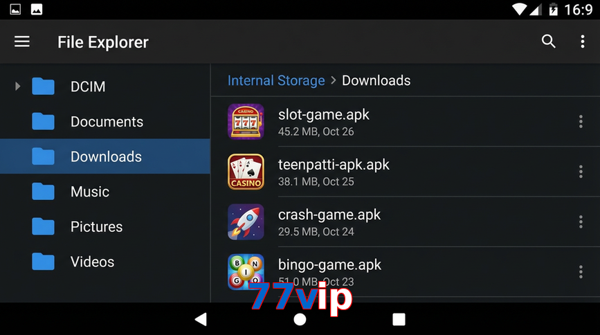 Main screen of 77Vip gameapk page for PK players